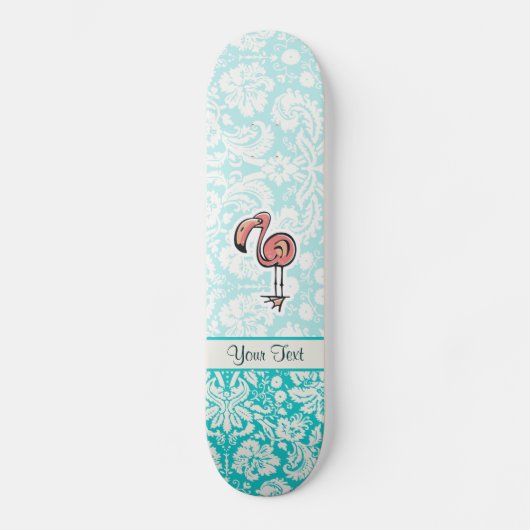 Skateboard Flamant rose mignon de bande dessinée (Recto)