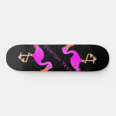 Skateboard Flamant rose mignon - Happy - Ajouter votre texte  (Horz)