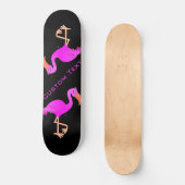 Skateboard Flamant rose mignon - Happy - Ajouter votre texte  (Recto)
