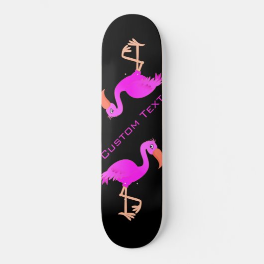 Skateboard Flamant rose mignon - Happy - Ajouter votre texte  (Recto)
