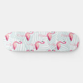 Skateboard Flamant rose rose et Feuilles de palme - Cute (Horz)