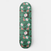 Skateboard Flamant rose rose motif transparent sur arrière -  (Recto)