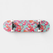 Skateboard Flamants roses d'aquarelle recueillis (Horz)