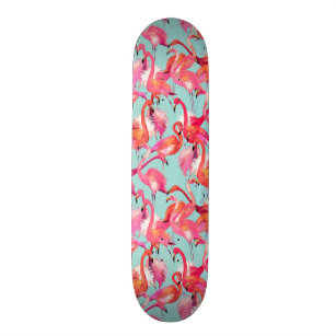 Skateboard Flamants roses d'aquarelle recueillis