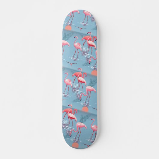 SKATEBOARD FLAMANTS ROSES MOTIF 1 (Devant)