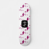 Skateboard Flamingo pétillant rose motif Monogramme (Devant)