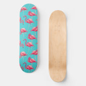 Skateboard Flamingo rose sur arrière - plan turquoise (Recto)