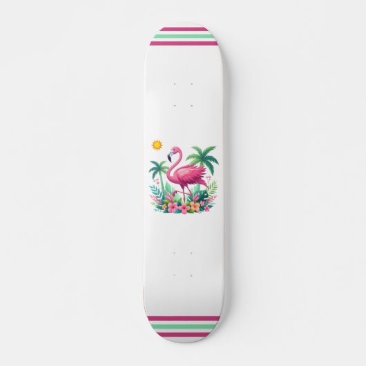 Skateboard Flamingo rose tropicale/Floride (Devant)