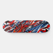 Skateboard Flammes abstraites rouges bleues noires de course (Horz)