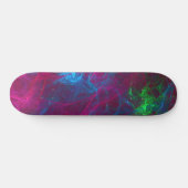 Skateboard Flammes fractales Abstraites rose violet bleu vert (Horz)