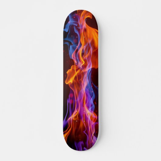 Skateboard Flammes multicolores colorées (Devant)
