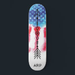 Skateboard *~* FLÈCHE militaire Drapeau bleu blanc rouge<br><div class="desc">*Énergétiquement Amélioré / imprime la silhouette des FLÈCHES sur le drapeau américain * Drapeau américain patriotique avec une silhouette des FLÈCHES q. . Ce design présente le drapeau américain des États-Unis, également connu sous le nom de Vieux Gloire et Étoiles et rayures. Ce motif Watercolor American Flag comprend les couleurs...</div>
