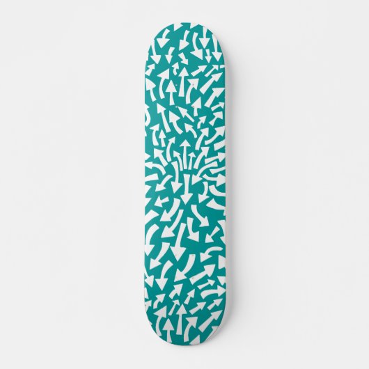 Skateboard Flèches - Blanc sur Turquoise (Flashback les année (Devant)