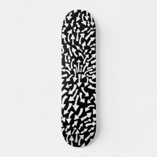 Skateboard Flèches - Blanches sur Fond Noir (Rétro des Années