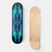 Skateboard Fleur abstraite aqua et conception fractale bleue (Recto)