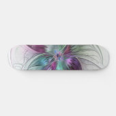 Skateboard Fleur Abstraite colorée Art moderne floral fractal (Horz)