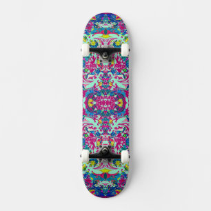Skateboard Fleur abstraite colorée vintage