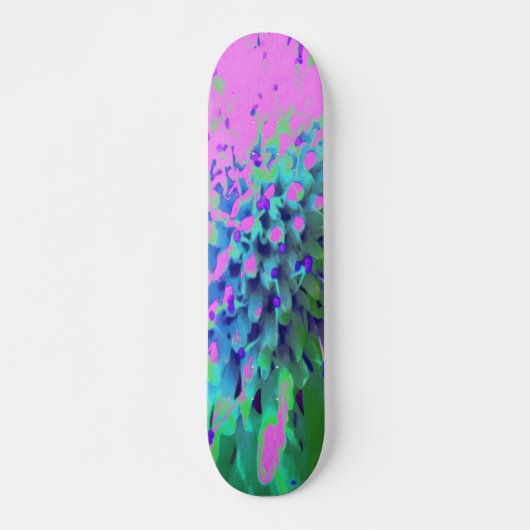 Skateboard Fleur Abstraite de Magenta et de Lime (Devant)