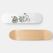 Skateboard Fleur avec coeur, chiot et papillon (Horz)