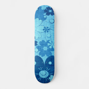 Skateboard Fleur bleue tendance Vintage