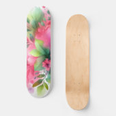 Skateboard Fleur botanique à l'aquarelle rose vert (Recto)