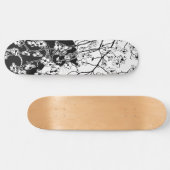 Skateboard Fleur cerisier Chat noir Floral noir et blanc (Horz)