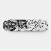 Skateboard Fleur cerisier Chat noir Floral noir et blanc (Horz)