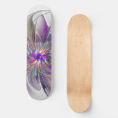 Skateboard Fleur d'art fractal abstrait énergique et coloré (Recto)