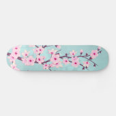 Skateboard Fleur de cerise rose Turquoise (Horz)