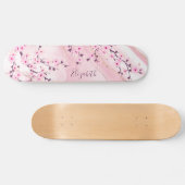 Skateboard Fleur de cerisier de marbre clair Monogramme Girls (Horz)