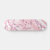 Skateboard Fleur de cerisier de marbre clair Monogramme Girls (Horz)