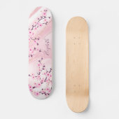 Skateboard Fleur de cerisier de marbre clair Monogramme Girls (Recto)
