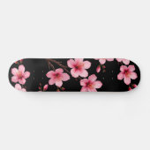 Skateboard Fleur de cerisier floral Monogramme Fille rose noi (Horz)