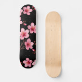 Skateboard Fleur de cerisier floral Monogramme Fille rose noi (Recto)