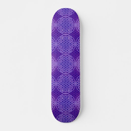 Skateboard Fleur de la vie - motif de timbre - pourpre (Devant)