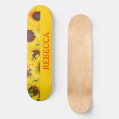 Skateboard Fleur de soleil jaune pâle (Recto)
