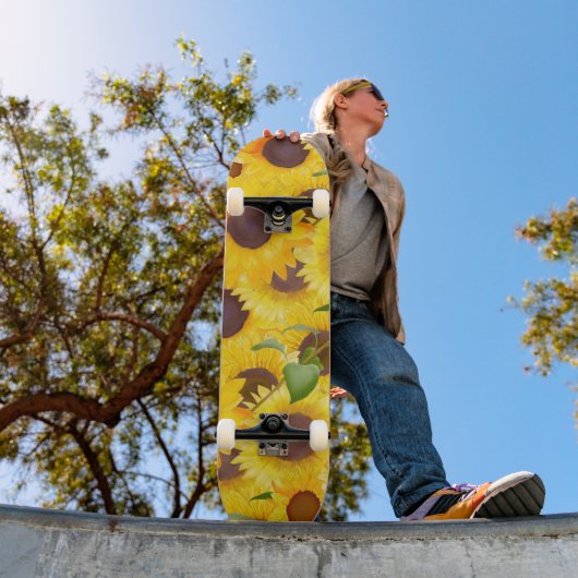Skateboard Fleur de soleil jaune pâle (Extérieur 1)