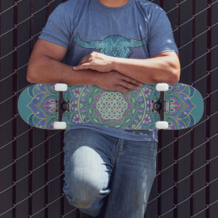 Skateboard Fleur De Vie - Mandala India Style 1