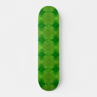 Skateboard Fleur de vie - motif de timbre - vert