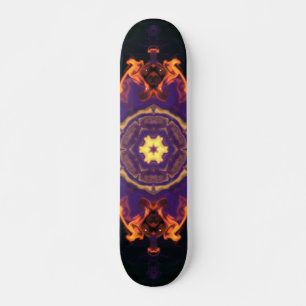 Skateboard Fleur d'hippie psychédélique orange violet et noir