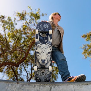 Skateboard Fleur d'hiver de cerfs de forêt enchantée