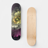 Skateboard Fleur fractale grise pourpre moderne abstraite (Recto)