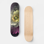 Skateboard Fleur fractale grise pourpre moderne abstraite (Recto)