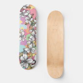Skateboard Fleur hawaïenne Hibiscus pastels blancs floral (Recto)