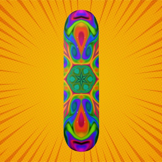 Skateboard Fleur hippie psychédélique arc-en-ciel