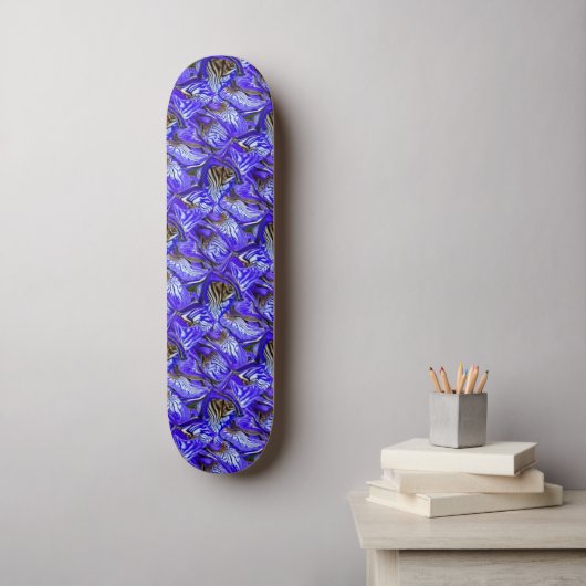 Skateboard Fleur Iris Violet / Esthétique / Carrelé / (Art mural)