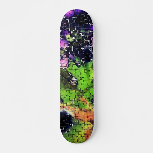 Skateboard Fleur Lilac et feuilles âgés en mosaïque sculptée (Devant)