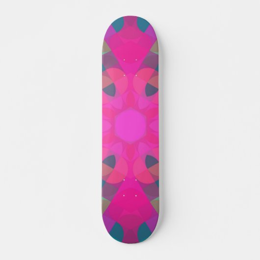 Skateboard Fleur Mandala Retro rose et bleu (Devant)