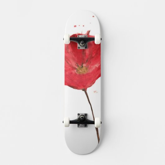Skateboard Fleur peinte 2 de pavot d'aquarelle (Recto)