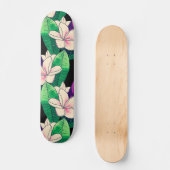 Skateboard Fleur Plumeria élégant Foliage vert tropical (Recto)